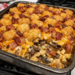 How to make Loaded Bacon Mac Cheeseburger Tater Tot Bomb Bake — key cooking step