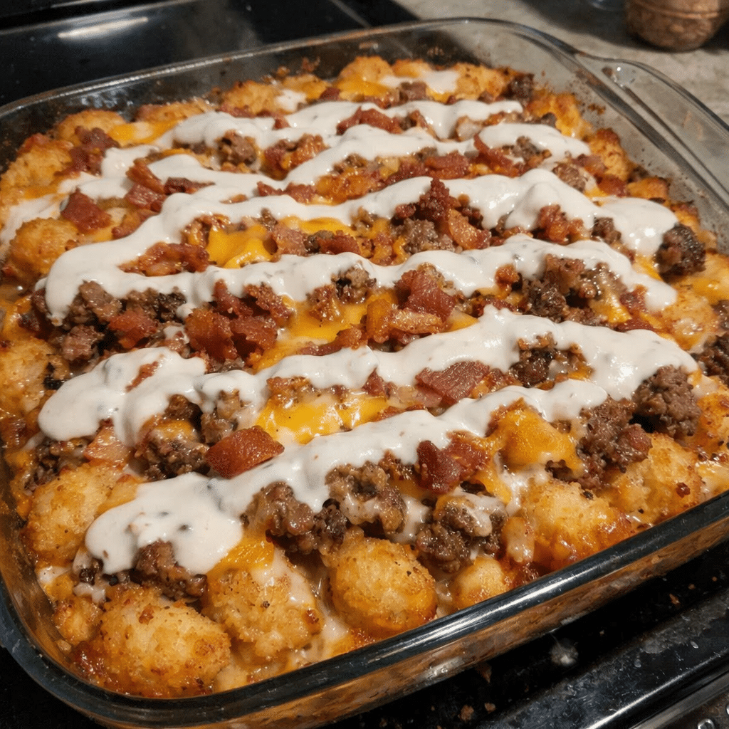 Loaded Bacon Ranch Double-cheeseburger Tot Bake — restaurant-quality recipe photo