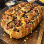 How to make Smoked Bacon Cheeseburger Stuffed Pull-apart Bread — key cooking step