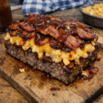 How to make Smoky BBQ Bacon Mac and Cheese Burger Slab Meatloaf — key cooking step